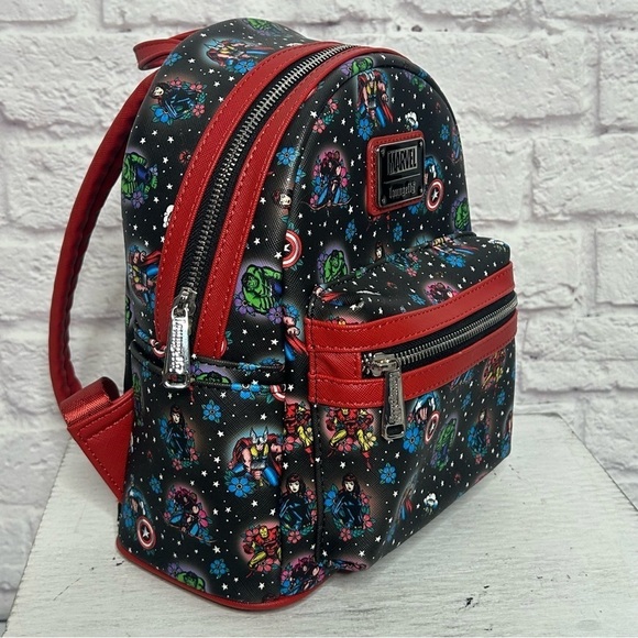 Loungefly Marvel Avengers Floral Tattoo Mini Backpack - Picture 8 of 13